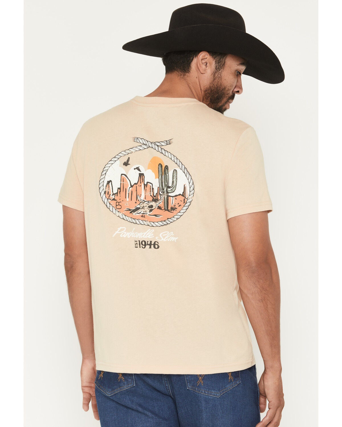 Image #1 - Panhandle Slim Men's Desert Short Sleeve Graphic T-Shirt, Taupe, hi-res