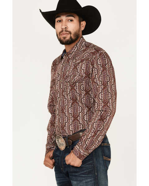 Image #2 - Moonshine Spirit Men's Sundays Best Paisley Stripe Snap Western Shirt , Rust Copper, hi-res