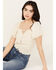 Image #1 - Shyanne Women's Puff Sleeve Smocked Bodice Top, Cream, hi-res