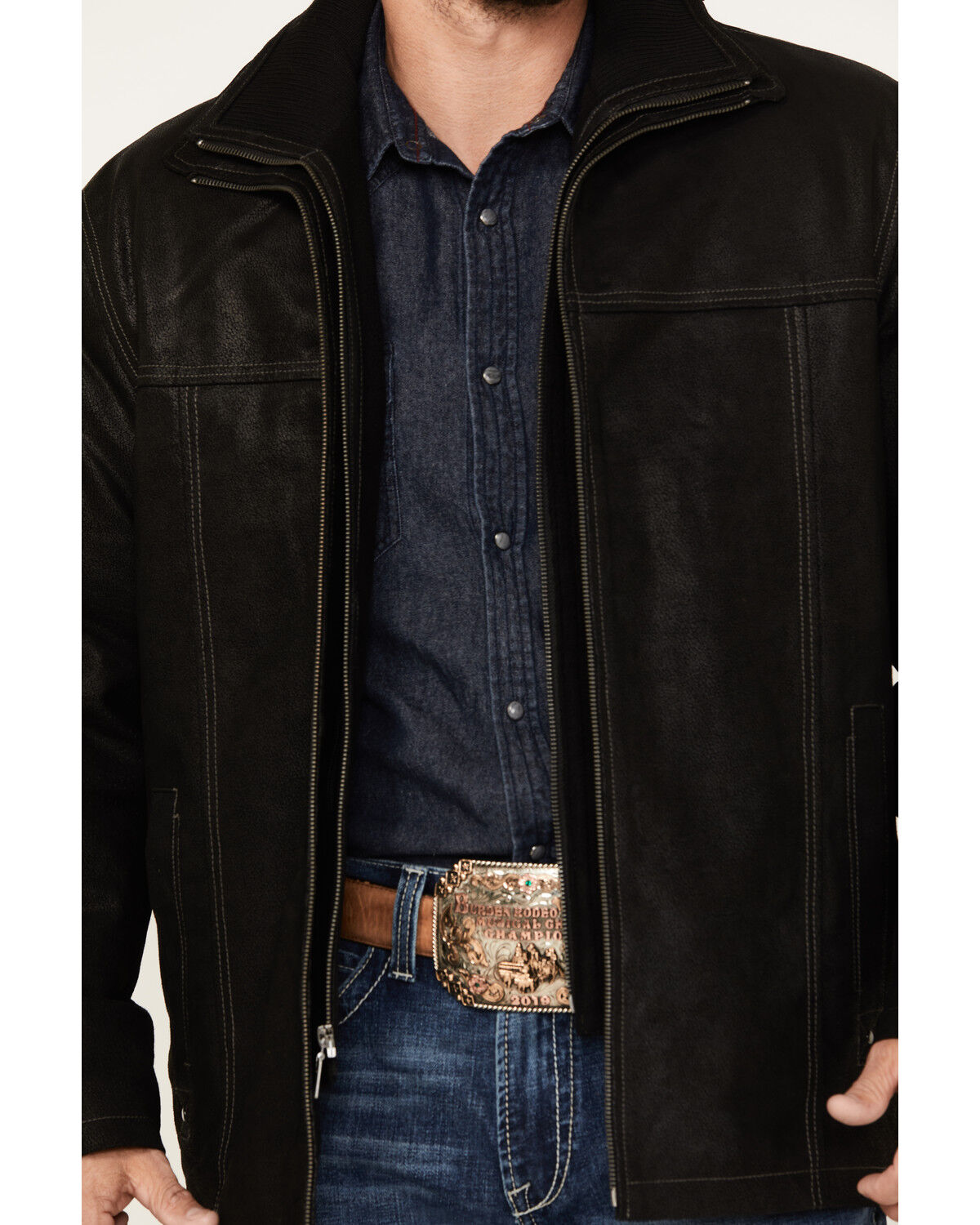 Image #3 - Scully Men's Suede Double Collar Jacket, Black, hi-res