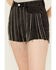 Image #2 - Blue B Women's High Rise Pocket Rhinestone Fringe Denim Shorts, Charcoal, hi-res