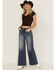 Image #1 - Miss Me Women's Dark Wash High Rise 32" Super Wide Stretch Denim Jeans, Dark Wash, hi-res