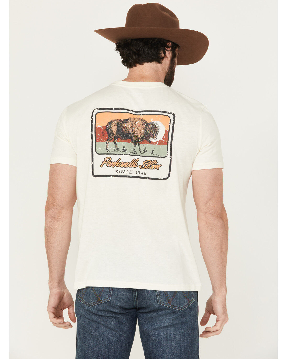 Image #1 - Panhandle Slim Men's Buffalo Short Sleeve Graphic T-Shirt, Natural, hi-res
