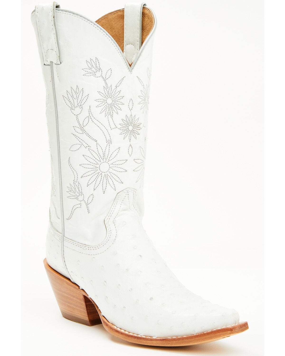 Shyanne Women's Daisie Exotic Full Quill Ostrich Western Boots - Snip Toe, White, hi-res
