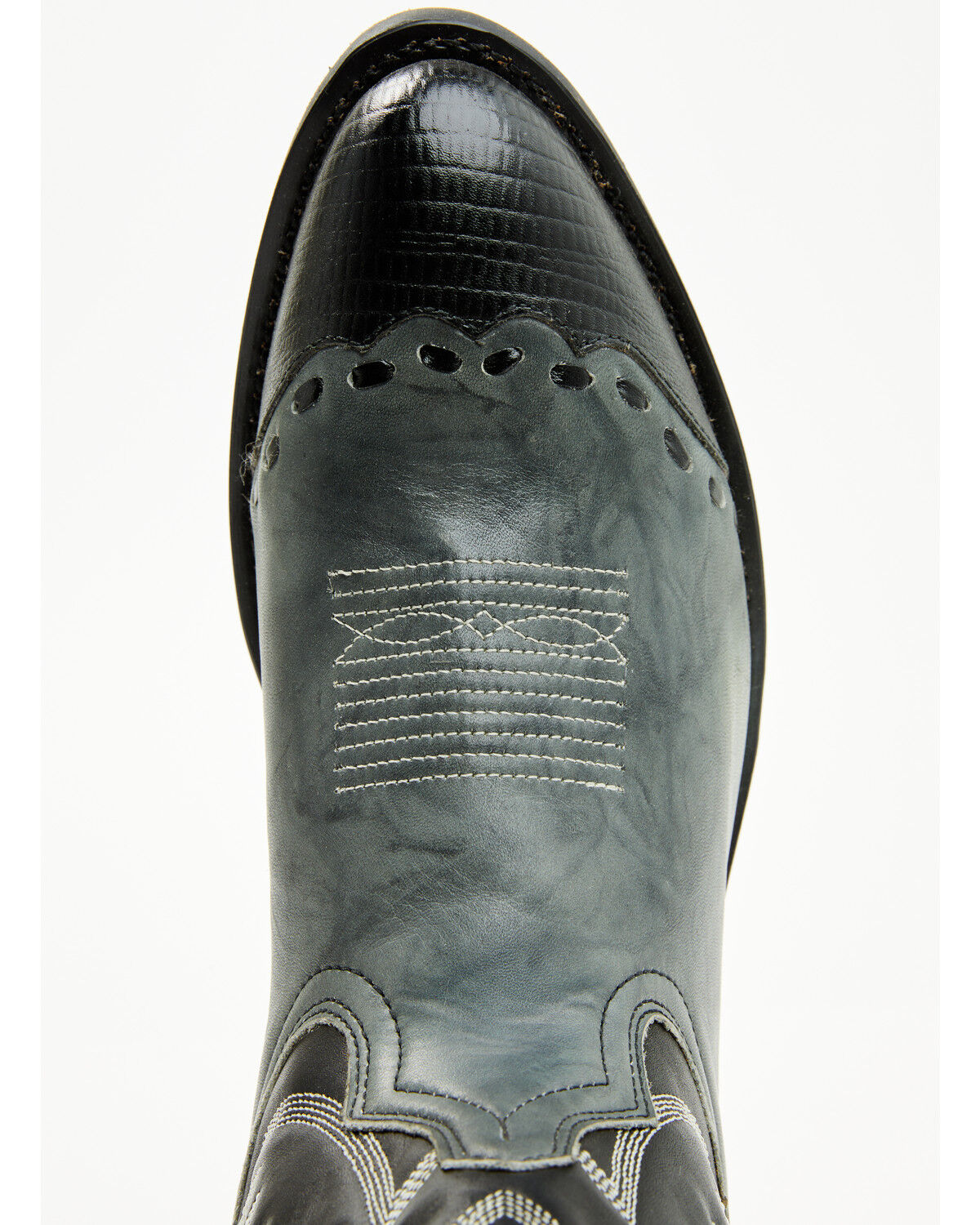 Image #6 - Laredo Men's Lizard Print Wingtip Western Boots - Round Toe, Grey, hi-res