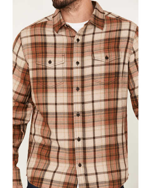 Image #3 - Brothers and Sons Men's Plaid Print Long Sleeve Button Down Flannel Shirt, Dark Brown, hi-res