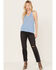 Cleo + Wolf Women's V-Neck Flared Sweater Tank, Medium Blue, hi-res