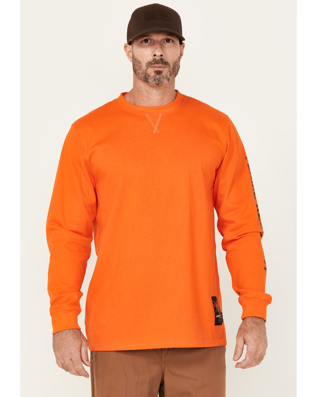 Image #2 - Hawx Men's FR Work American Long Sleeve Graphic Work T-Shirt, Orange, hi-res