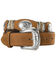 Image #1 - Tony Lama Scalloped Leather Belt, Brown, hi-res