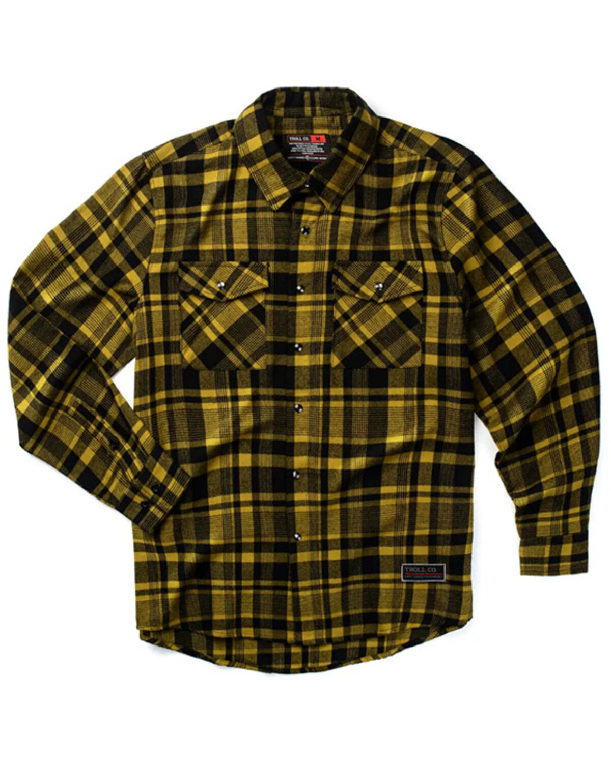Image #1 - Troll Co Men's Oliver Plaid Print Long Sleeve Pearl Snap Flannel Shirt, Yellow, hi-res