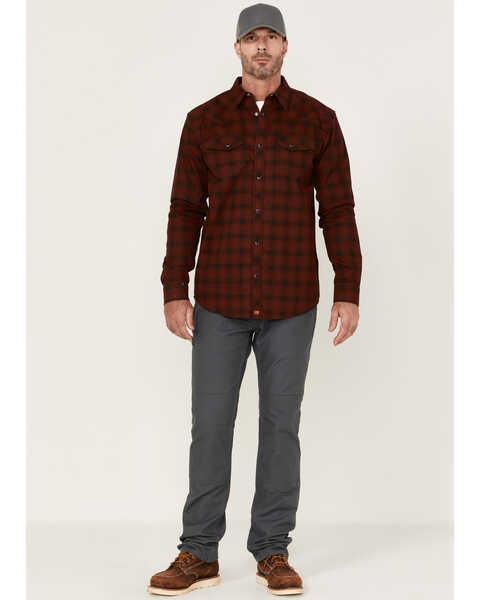 Image #2 - Cody James Men's FR Plaid Print Long Sleeve Snap Work Shirt , Dark Red, hi-res