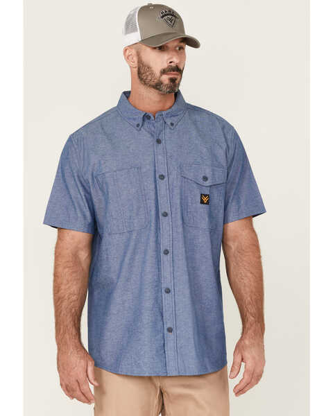 Image #1 - Hawx Men's Short Sleeve Button-Down Work Shirt , Royal Blue, hi-res