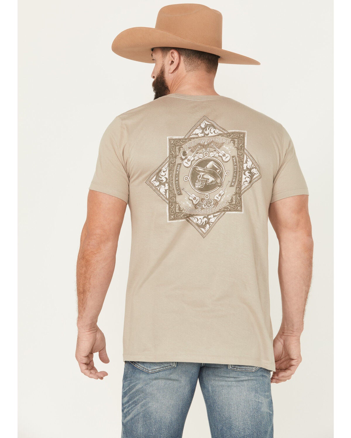 Moonshine Spirit&reg; Men's Bandana Short Sleeve Graphic T-Shirt, Tan, hi-res
