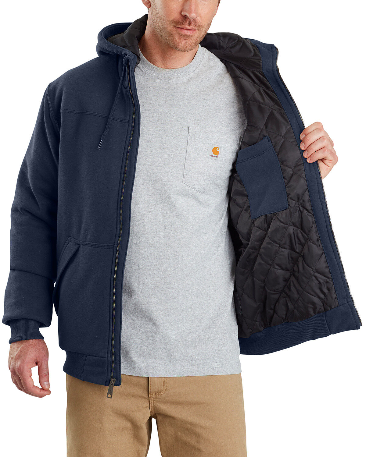 Image #2 - Carhartt Men's Rain Defender Rockland Quilt-Lined Hooded Work Jacket, , hi-res