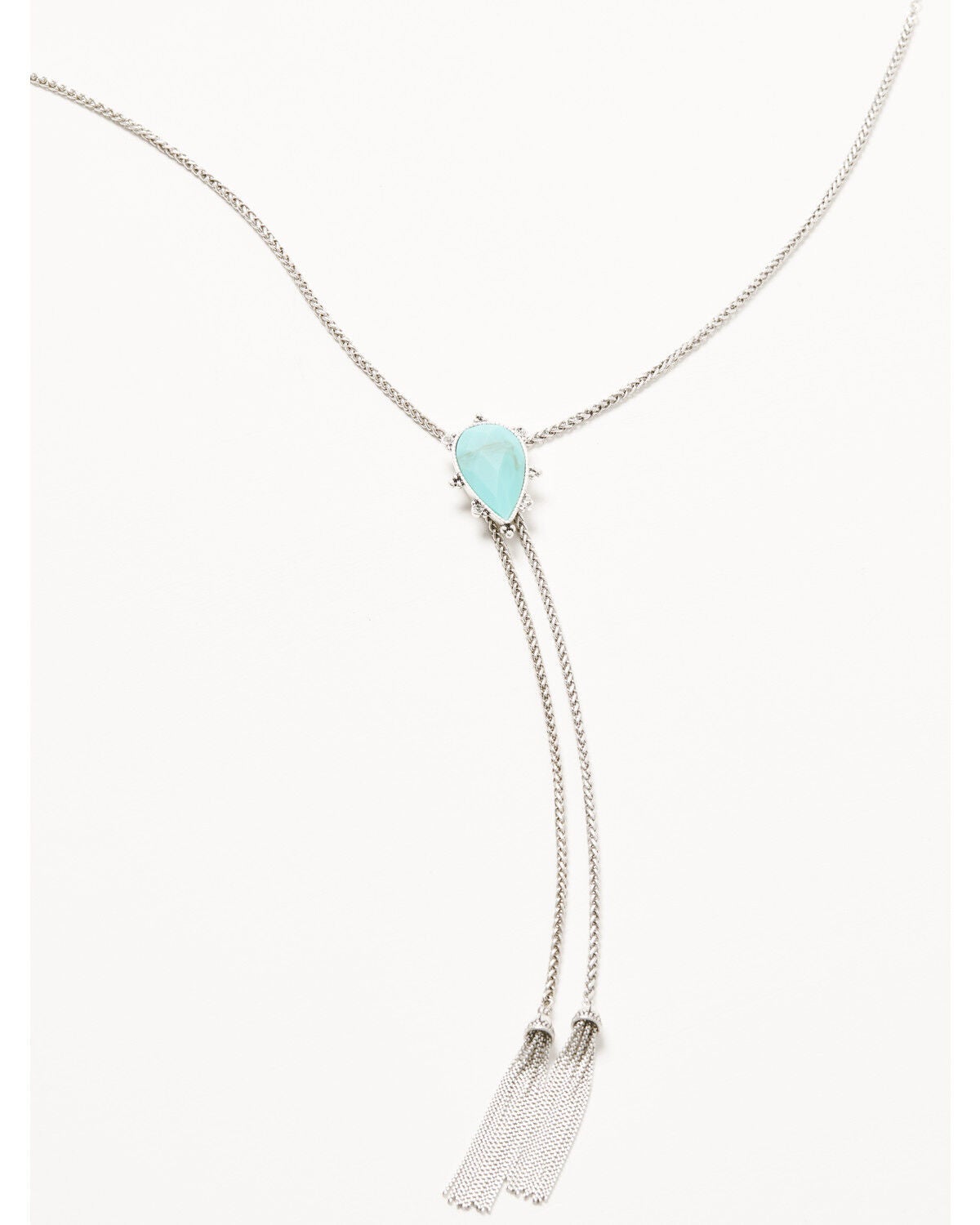 Image #1 - Lainey Wilson Women's Long Pear Stone Bolo, Silver, hi-res
