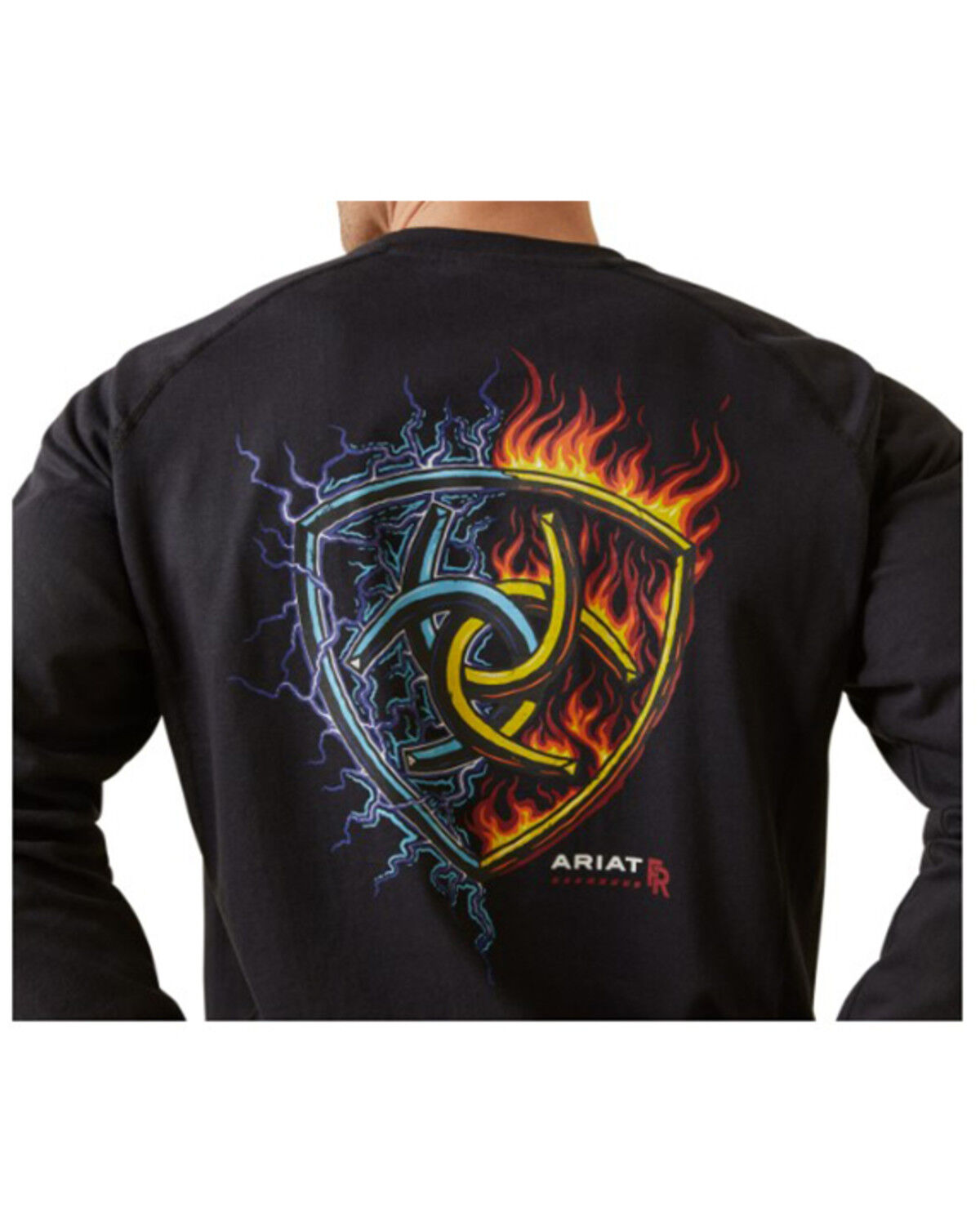 Image #3 - Ariat Men's FR Air Shock Long Sleeve Graphic Work T-Shirt, Black, hi-res