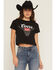 Image #1 - Coors Women's Logo Cattle Rhinestone Short Sleeve Cropped Graphic Tee, Black, hi-res