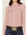 Image #3 - Stetson Women's Floral Print Long Sleeve Pearl Snap Western Shirt, Red, hi-res