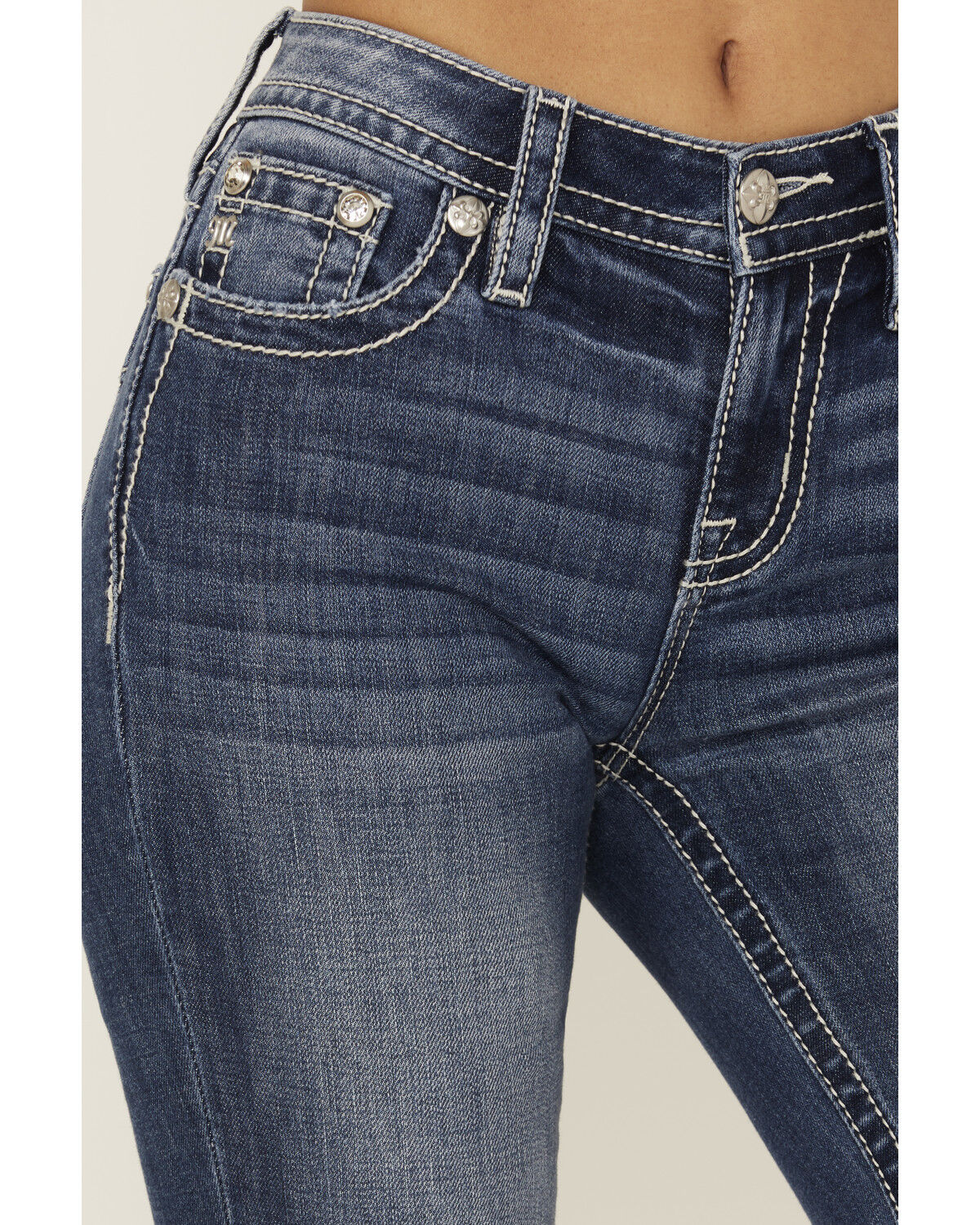 Image #4 - Miss Me Women's Medium Wash Americana Pocket Bootcut Stretch Denim Jeans, Medium Wash, hi-res