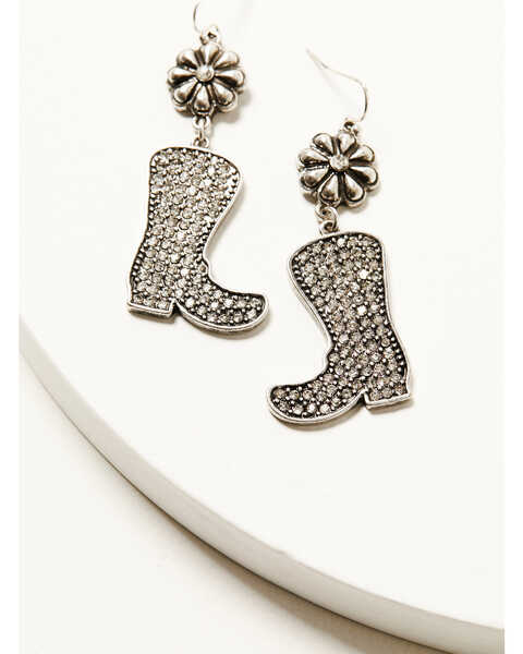 Image #1 - Shyanne Women's Pave Stone Boot Drop Earrings, Silver, hi-res