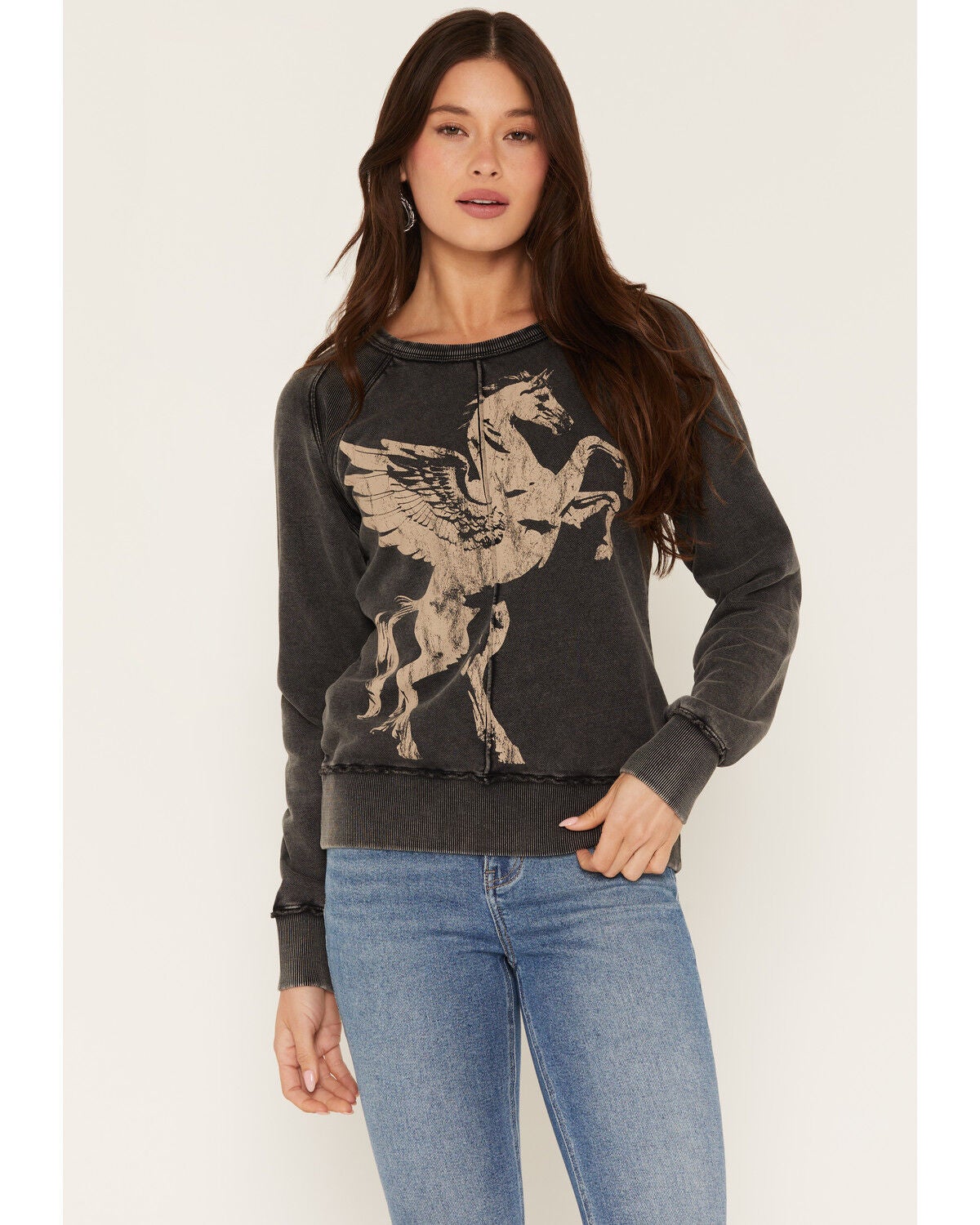 Image #1 - Idyllwind Women's Pierce Pegasus Graphic Crewneck, Black, hi-res