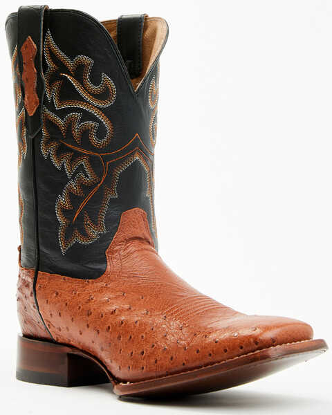 Cody James Men's Exotic Ostrich Western Boots - Broad Square Toe , Cognac, hi-res