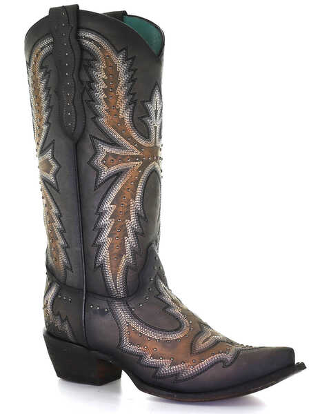 Corral Women's Hand Painted Western Boots - Snip Toe, Grey, hi-res