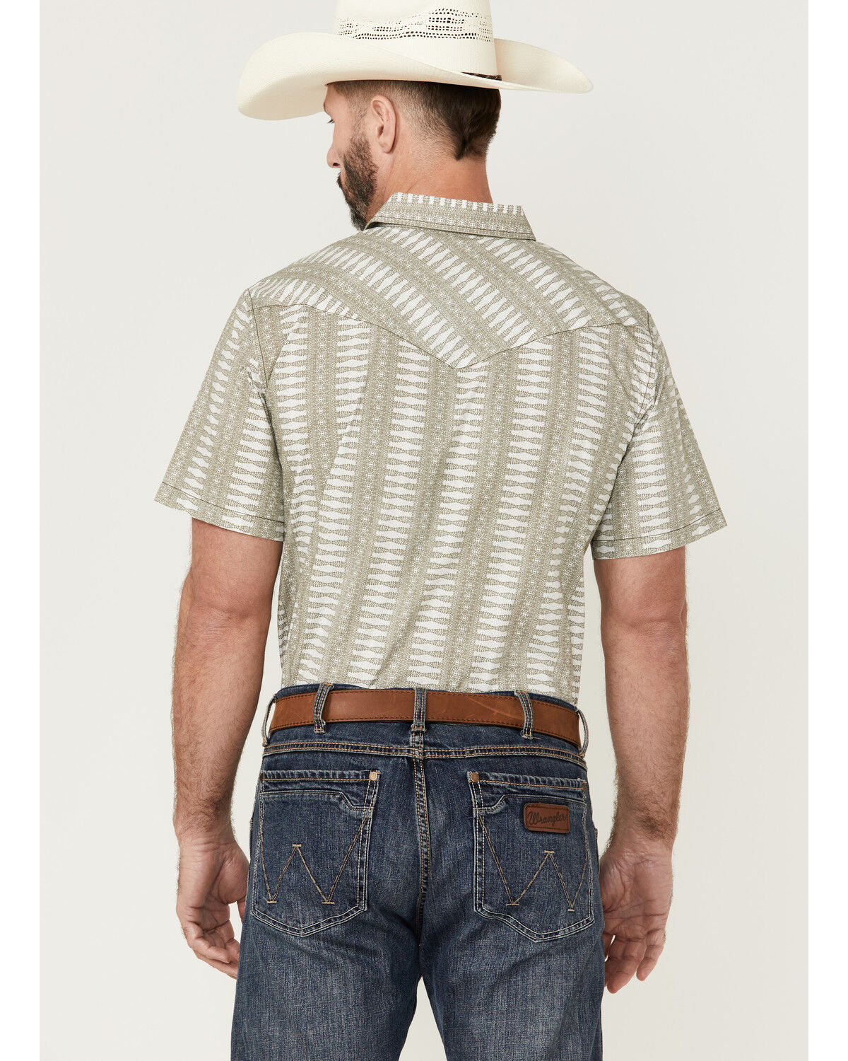 Image #4 - Gibson Men's Cream Southwestern Stripe Short Sleeve Pearl Snap Western Shirt, Cream, hi-res