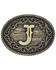 Montana Silversmiths Filigree Initial J Belt Buckle, Bronze, hi-res