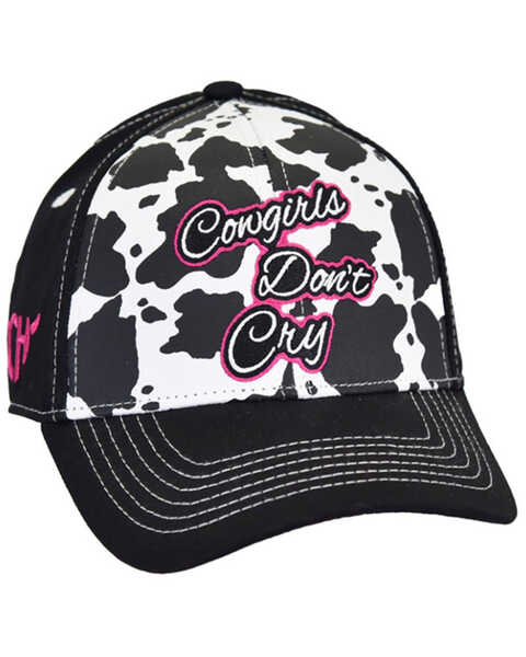 Image #1 - Cowgirl Hardware Girls' Cowgirls Don't Cry Baseball Cap , Black, hi-res