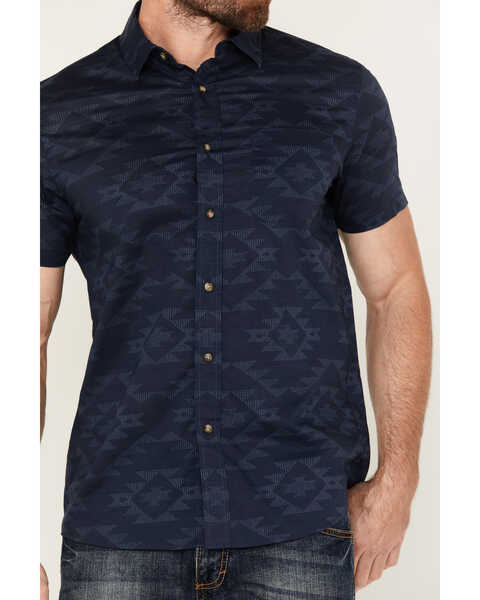 Pendleton Men's Shoreline Tonal Multicolor Print Short Sleeve Button-Down Shirt, Dark Blue, hi-res