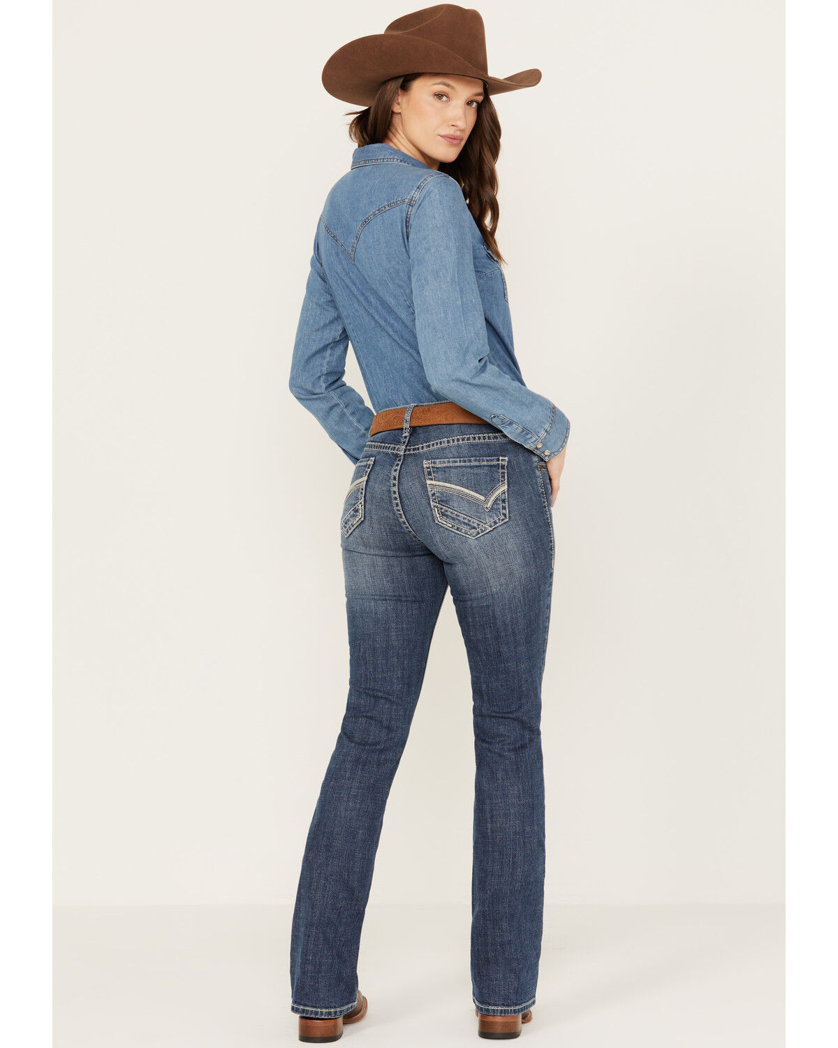 Image #3 - Rock & Roll Denim Women's Medium Wash Mid Rise Riding Bootcut Jeans, Medium Wash, hi-res