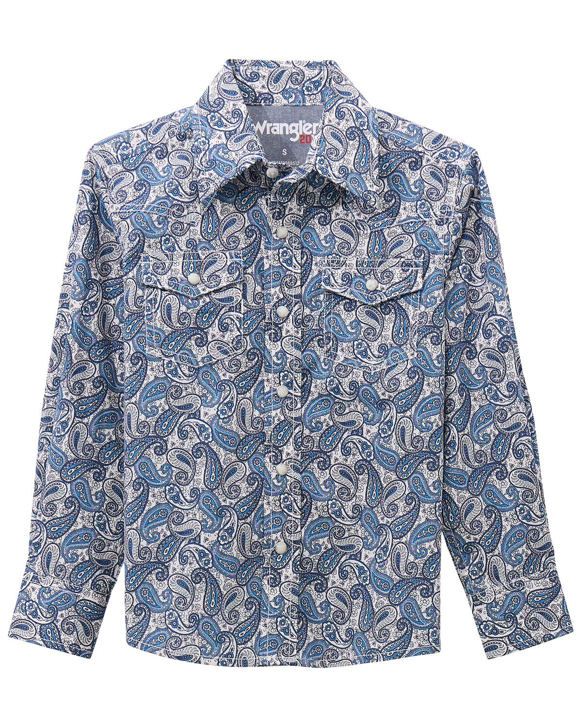 Image #1 - Wrangler 20X Boys' Paisley Print Long Sleeve Snap Stretch Western Shirt, White, hi-res