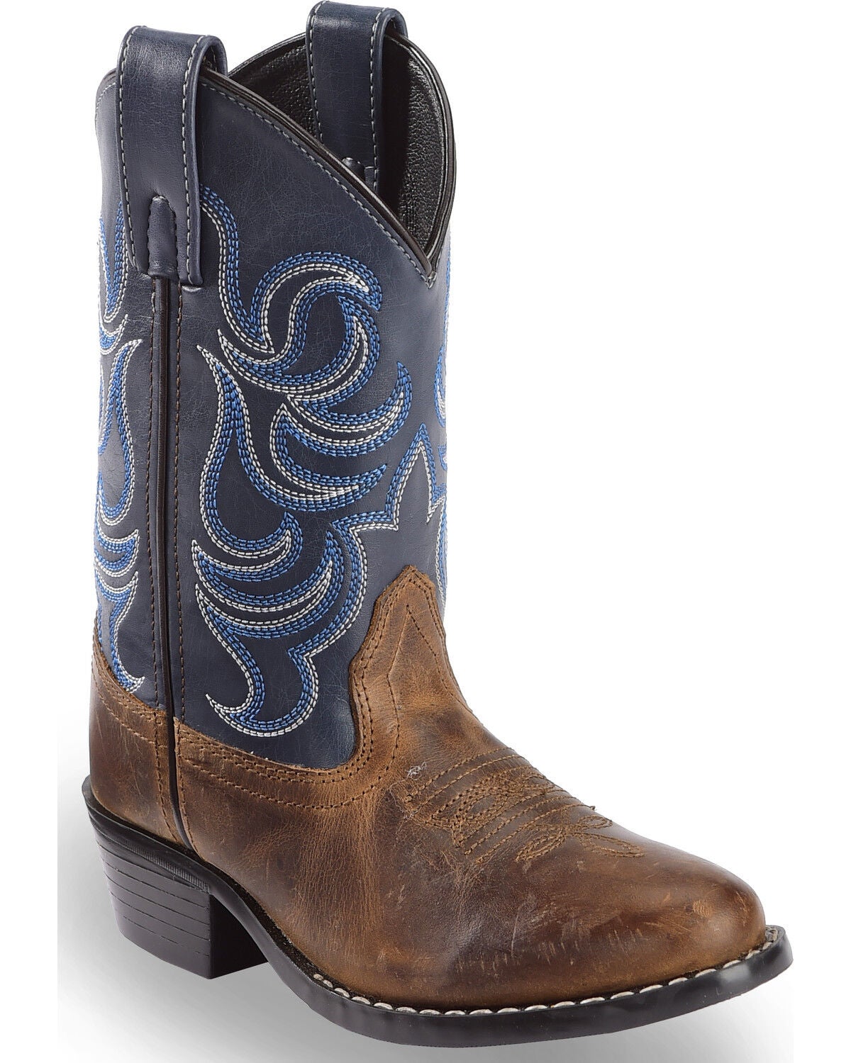 Cody James Boys' Holt Two-Tone Embroidered Western Boots - Round Toe, Brown, hi-res