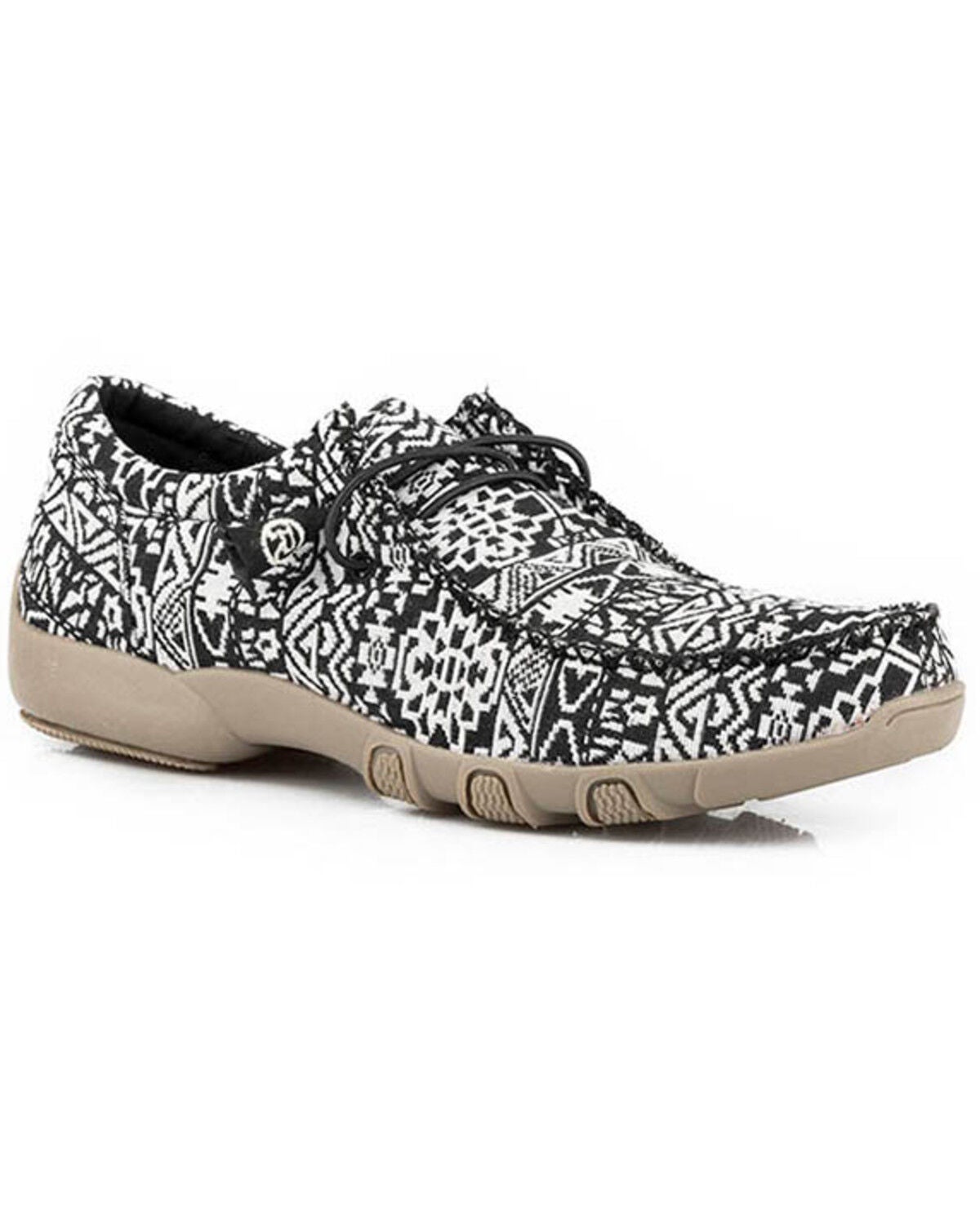 Roper Women's Chillin' Southwestern Print Casual Shoes - Moc Toe, Black, hi-res
