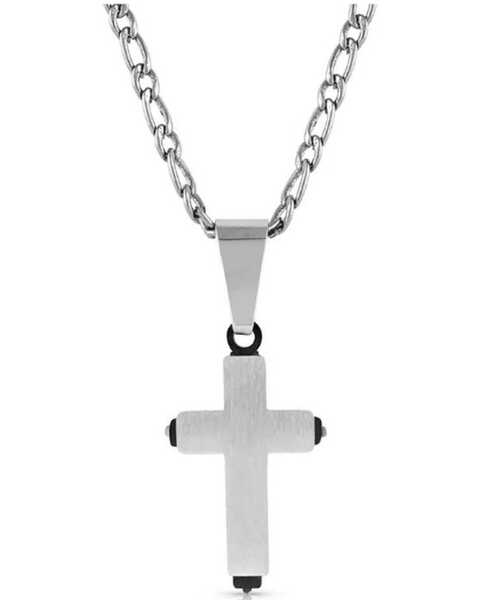 Image #2 - Montana Silversmiths Men's Strength of Faith Cross Necklace, Silver, hi-res