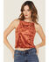 Image #1 - Beyond The Radar Women's Velvet High Neck Tank Top, Rust Copper, hi-res