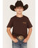 Image #2 - Cody James Boys' Give 'Em Horns Short Sleeve Graphic T-Shirt, Dark Brown, hi-res