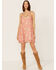 Image #2 - Wild Moss Women's Gingham Floral Print Slip Mini Dress, Red, hi-res