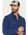 Image #2 - Moonshine Spirit&reg; Men's Side Stage Solid Faux Suede Long Sleeve Pearl Snap Western Shirt, Blue, hi-res
