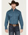 Image #1 - George Strait by Wrangler Men's Solid Long Sleeve Button-Down Stretch Western Shirt, Teal, hi-res