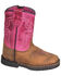 Image #1 - Smoky Mountain Toddler Girls' Autry Western Boots - Broad Square Toe, Brown/pink, hi-res