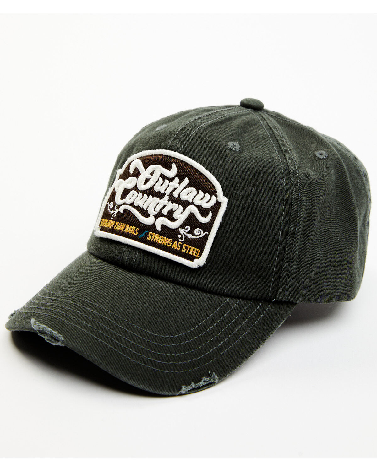 Image #1 - Moonshine Spirit Men's Distressed Olive Outlaw Country Patch Ball Cap, Olive, hi-res