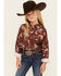 Image #1 - Rock & Roll Denim Girls' Conversational Print Long Sleeve Button-Down Western Shirt, Rust Copper, hi-res