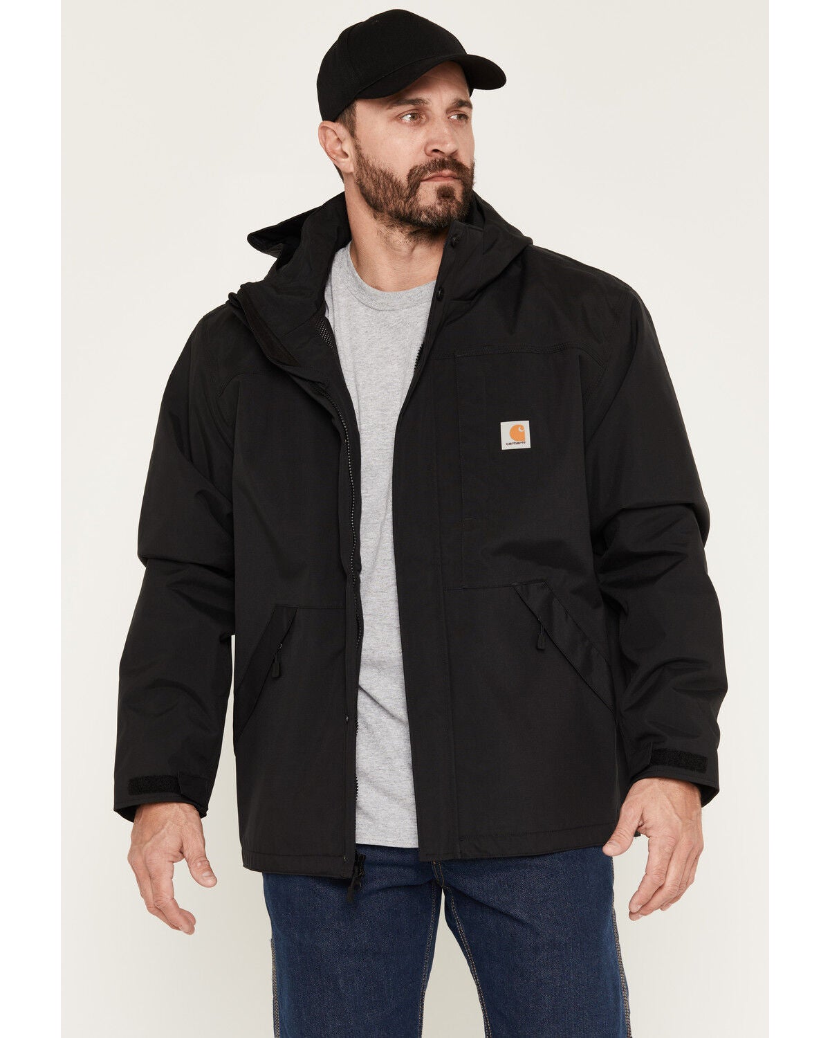 Image #1 - Carhartt Men's Shoreline Storm Defender Loose Heavyweight Zip-Front Work Jacket, Black, hi-res