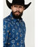 Image #2 - Ely Walker Men's Southwestern Print Long sleeve Pearl Snap Western Shirt, Indigo, hi-res