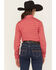 Image #4 - Cinch Women's Geo Print Long Sleeve Button-Down Stretch Western Shirt, Red, hi-res