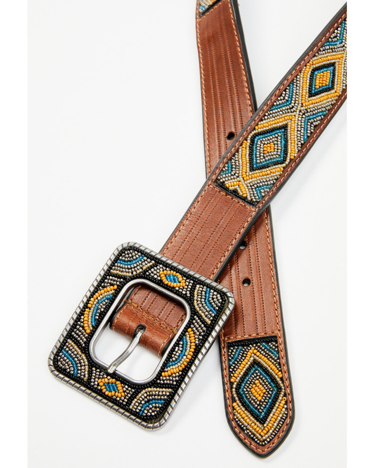 Image #3 - Shyanne Women's Gretchen Beaded Leather Belt, Dark Brown, hi-res