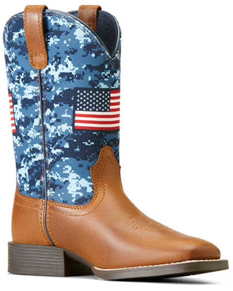 Image #1 - Ariat Boys' Patriot Western Boots - Broad Square Toe , Brown, hi-res