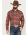 Image #1 - Cowboy Hardware Men's Bandana Long Sleeve Snap Stretch Western Shirt, Red, hi-res